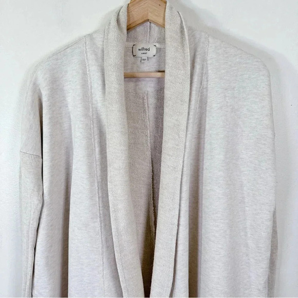 Aritzia Wilfred Open Drape Slit Hem Heathered Birch Cardigan - Picture 2 of 14